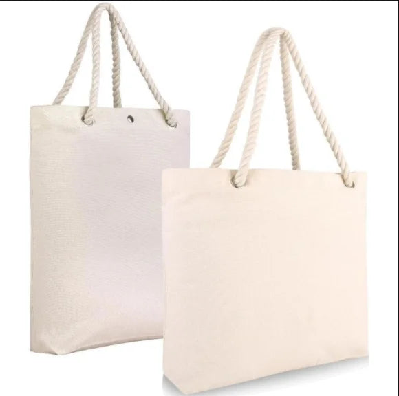 New Wholesale Trae Una Bolsa De Lona Cotton Canvas Plain Tote Bags With Rope Handle