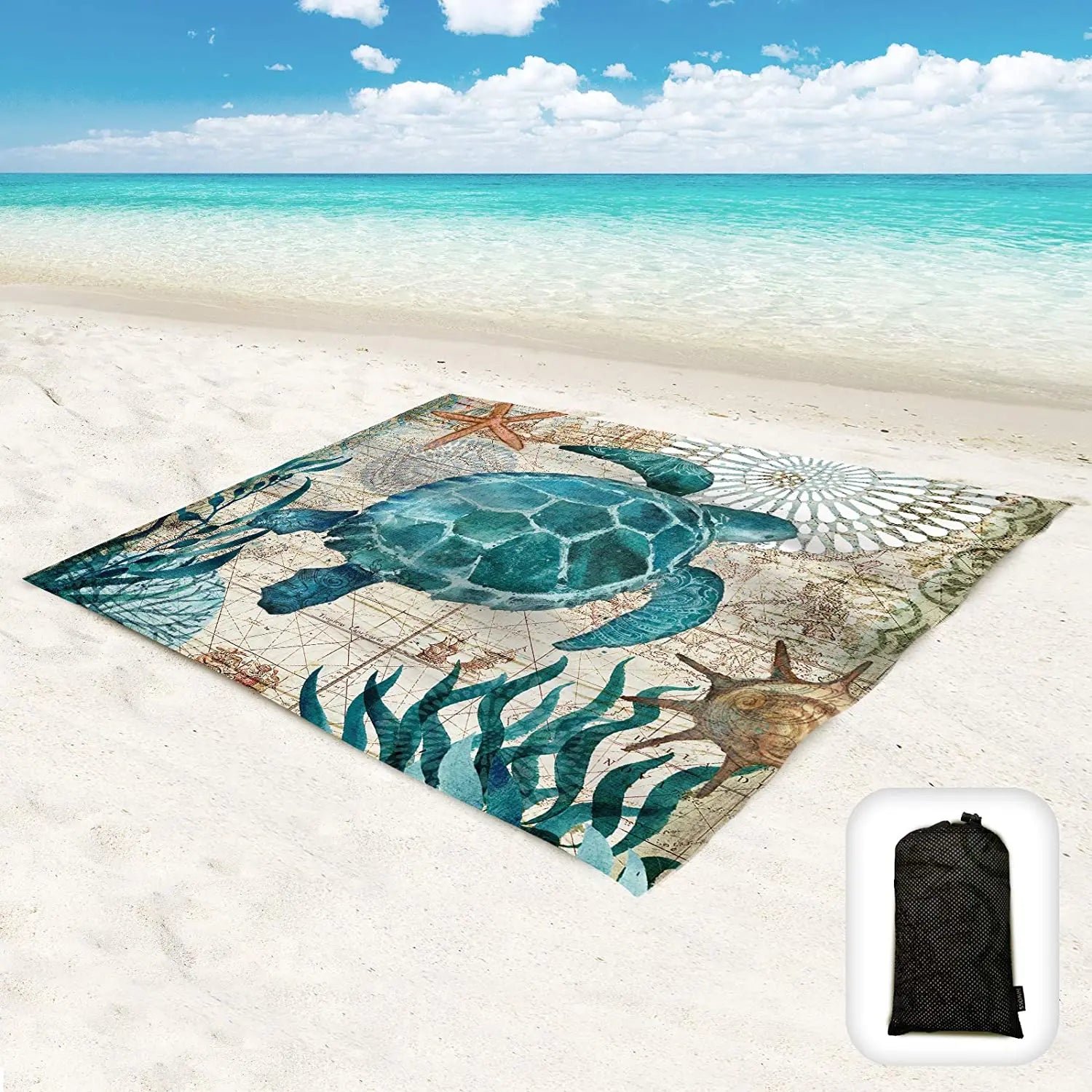 FDFIT Large Water Proof and Drying Mats Nylon Pocket Picnic Beach Blanket Beach Mat Travel and Outdoor Camping Accessories