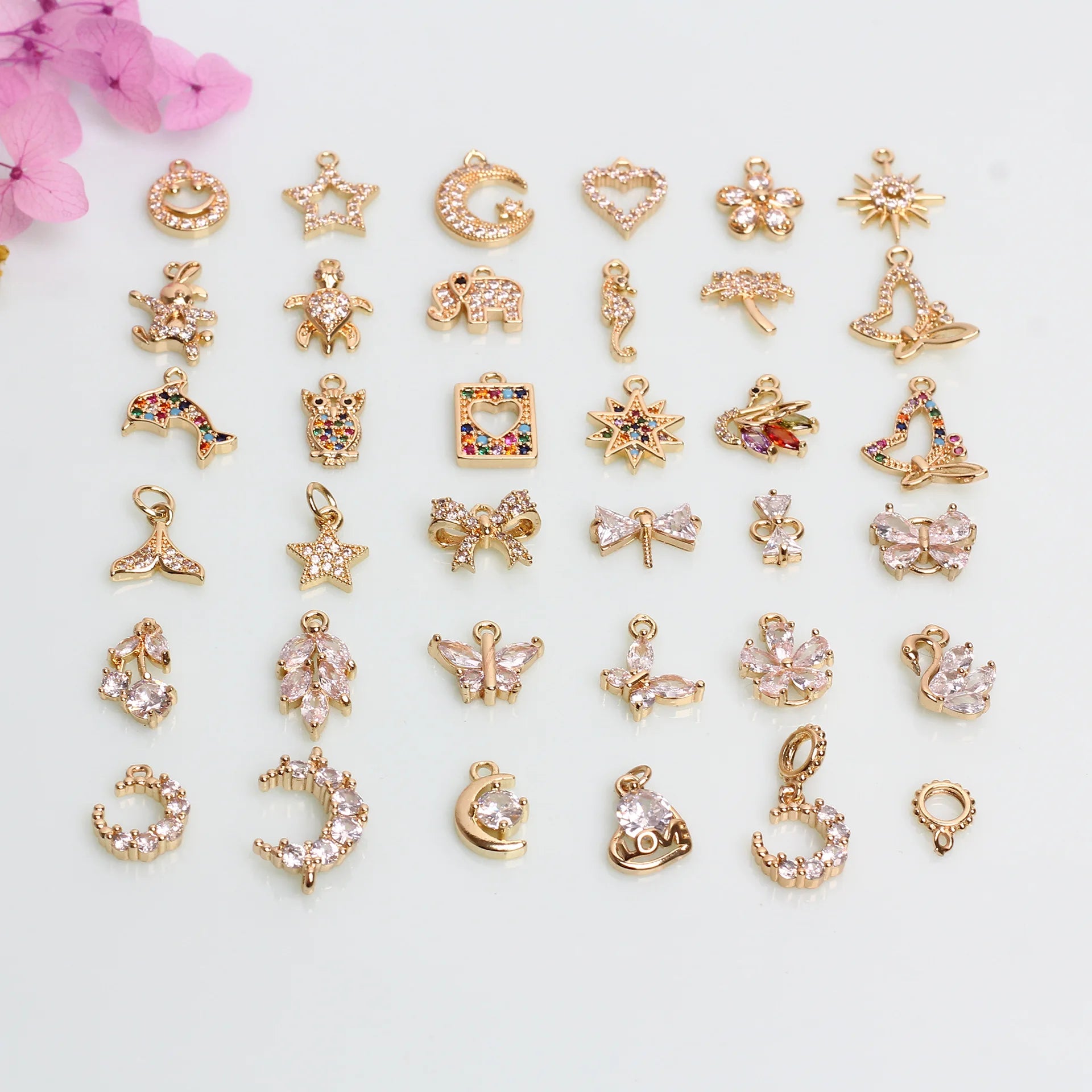 Metal DIY Jewelry Making 14k Gold Filled Cubic Zircon Brass Iced Out Gold Plated Charm Pendant for Necklaces