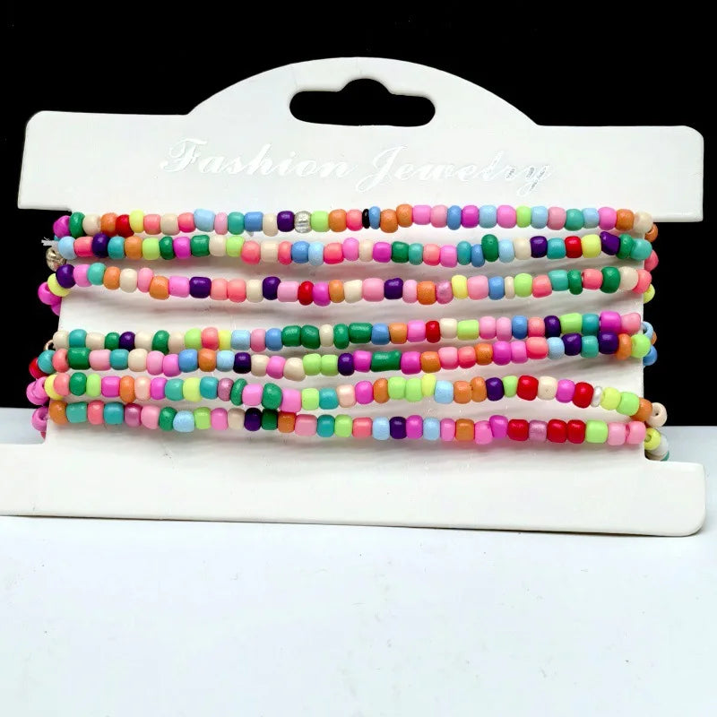 YL 7-Strand Fashionable Personalized Style CCB Random Color Rice Bead Elastic Women's Office/Career Commuter Bracelet