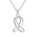 Stainless Steel Cremation Crystal Bow Ribbon Keepsake Necklace Ashes Ribbon Locket Memorial Pendant Jewelry Urn Holder Ashes