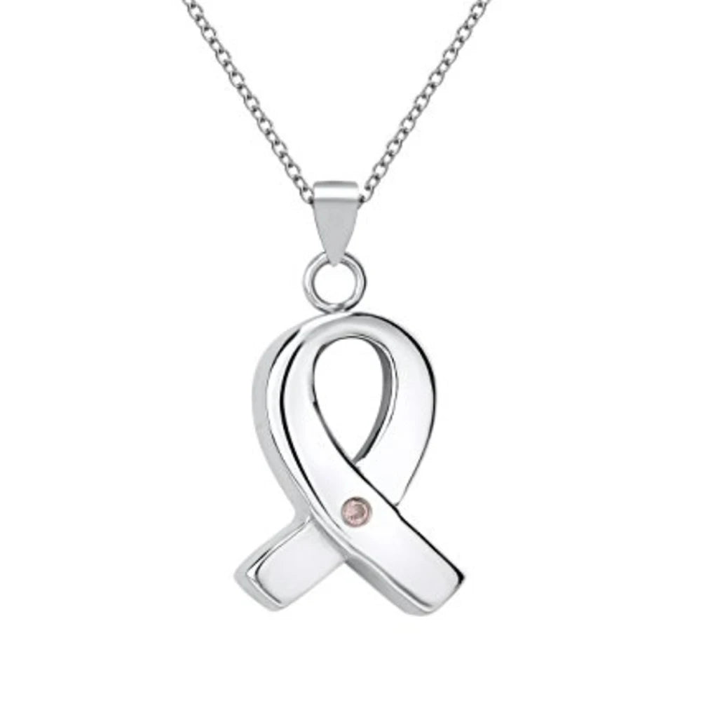 Stainless Steel Cremation Crystal Bow Ribbon Keepsake Necklace Ashes Ribbon Locket Memorial Pendant Jewelry Urn Holder Ashes