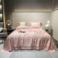 Pink Jacquard Bedding Lyocell Fiber Home Textile Silky Bed Linen Summer Pillowcase Quilt Sets Supplier