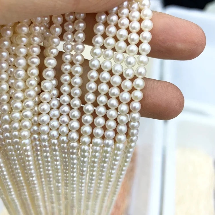 Wholesale Fresh Water Pearl 3-5mm 3A White Natural Round Pearl100% Real Freshwater Pearl Strands for Pearl Necklace Jewelry