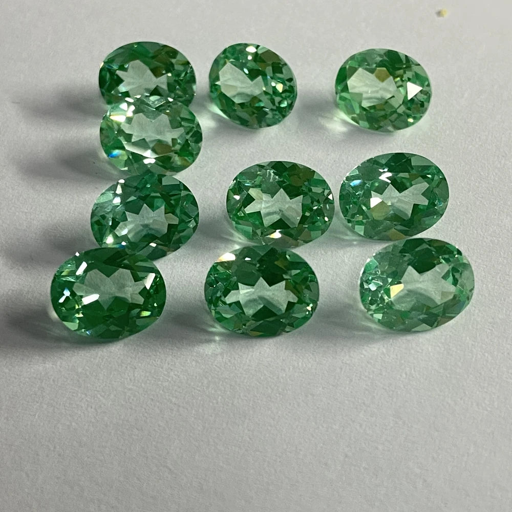 HQ GEMS 8x10mm Oval Cut 5A Quality 3 Carat 135# Corundum Brazil Emerald Green Sapphire Gemstone