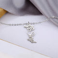 Hollow Custom Name Stainless Steel Zircon Necklace Birth Month Flower 12 Month Birthday Floral Women Mom Bridesmaid