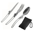 Kongbo 3 in 1 Stainless Steel Spoon Fork Kits Foldable Detachable Flatware Cutlery Set for Hiking Survival Camping