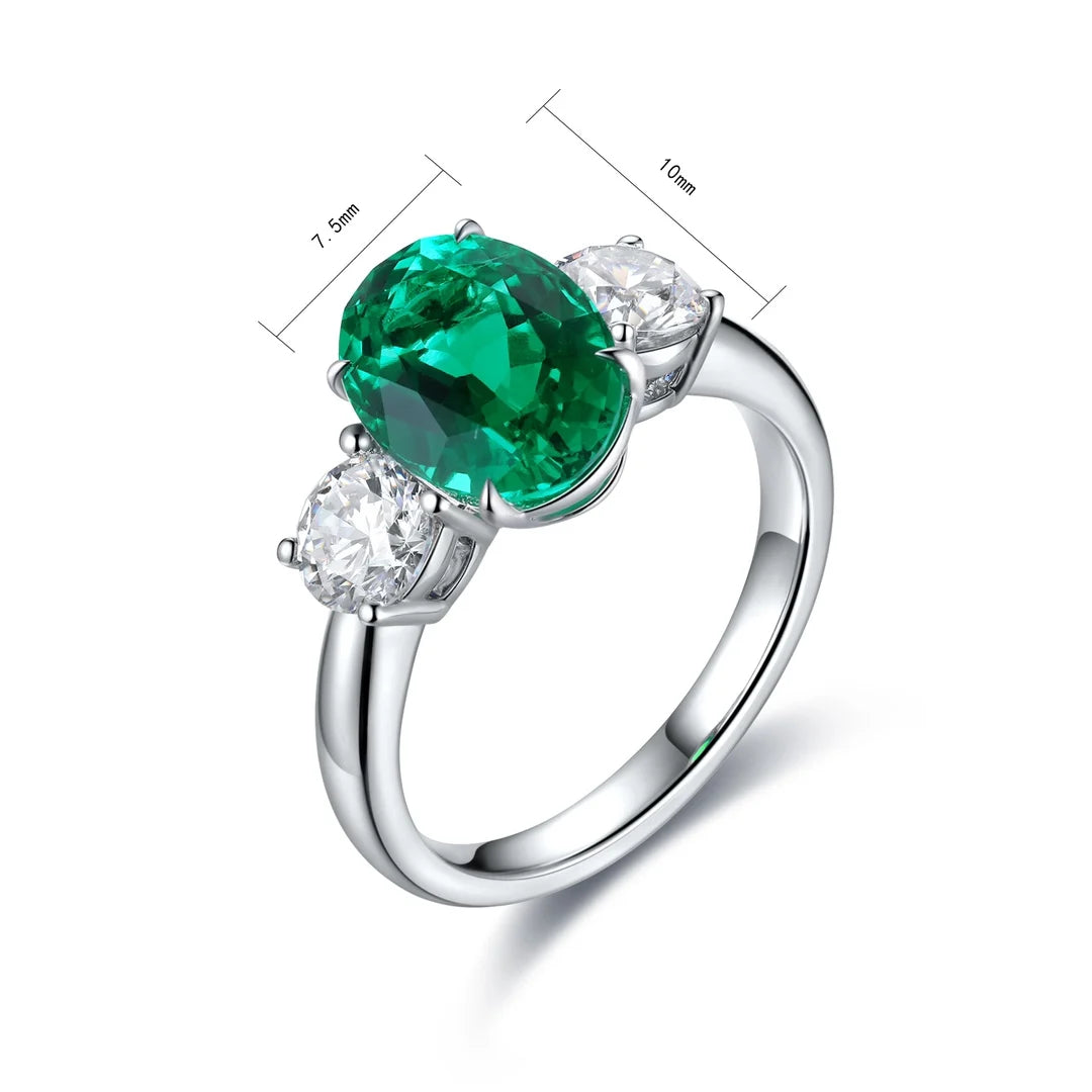 Exquisite Jewelry Europe and the United States Hot S925 Silver Lab Grown Emerald Engagement Ring Trendy Style Wedding Party