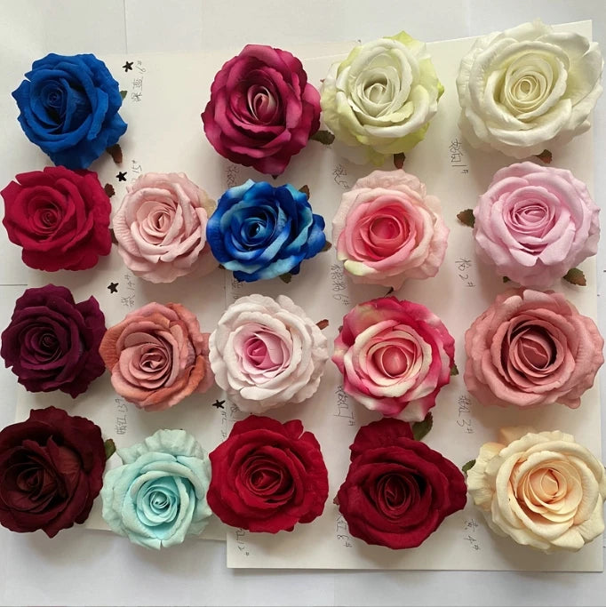 Factory Supply Popular 10cm Rose Artificial Flowers Velvet Rose Head Flowers for Wedding Decor