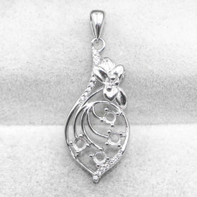 Sterling Silver 3*3mm Semi Mount Pendant Empty Frame Blank Support Setting S925 Base Holder Without Center Stone for DIY Inlay