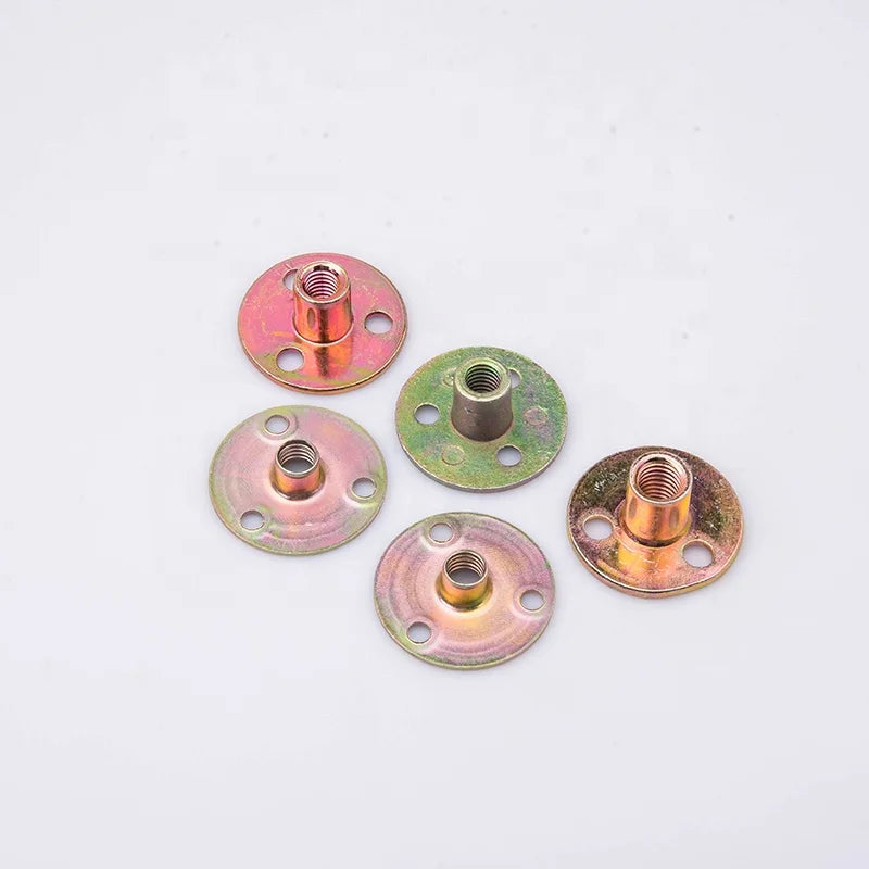 M6 M8 M10 Color Zinc Plated Carbon Steel Tee Nut Three Hole Round Brad 3 Holes Base Locking T Nut With Holes
