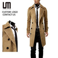 OEM Service Wholesale Autumn Winter Thicken Men Button Plus Size XXXXL Trench Coat Long Jacket