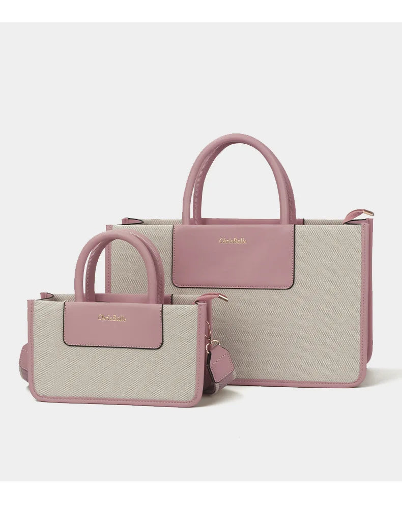 Guangzhou Auyan New Carry-on Canvas Bag Cmmuter Casual Patchwork Tote Women's Bag Set With Custom Printed logo