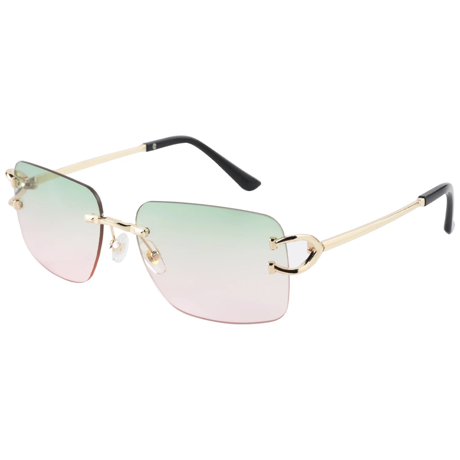 Cross Border Square Rimless Cut Edge Unisex Fashion Sunglasses UV400 Protection PC Lenses Street Style Personality Glasses