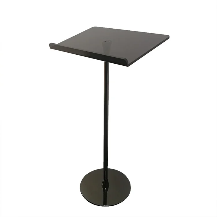 BOSN Display Modern Detachable Black Acrylic Podium with Stainless Steel Pole for Customizable Color & Logo