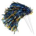 Metallic Blue Gold Foil Textured School Spirit Shakers Cheerleader PomPoms Football Party Dance Cheerleading Paper Pom Poms