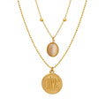 French Opal Double Layered Pendant Necklace Stainless Steel Versatile Wholesale Women's Necklace