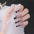 Wholesale Customized Artificial Fingernails Fashion French Matte Flame False Nails Long Ballerina Coffin Press on Nails