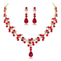 Fashion Elegant Water Drop Rhinestone Glass Crystal Female Sparkling Jewelry  Necklace Earring Set for Women Wedding Party