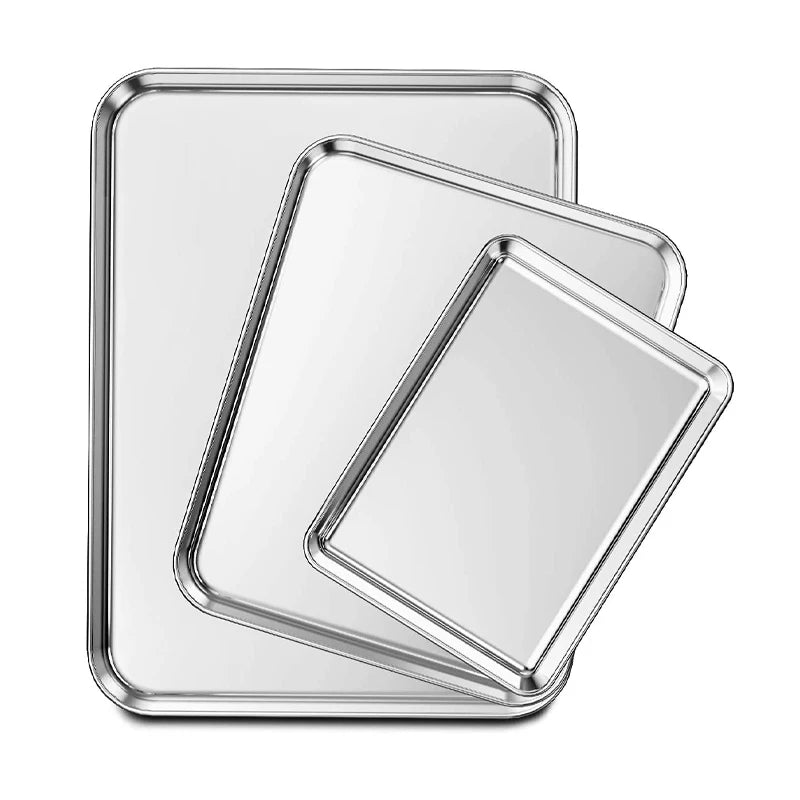 Dishwasher Safe Mirror Polishing Stainless Steel 430 Baking Sheet Serving Tray Cookie Pans