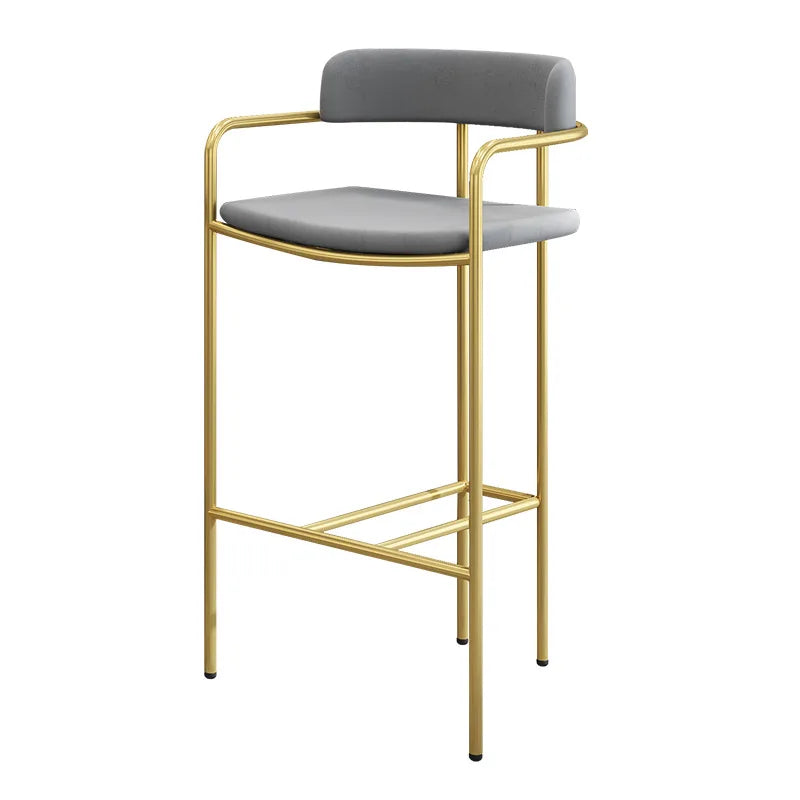 Luxury Modern Gold Stainless Steel Bar Chair with Fabric Back High Counter Kitchen Chair for Home Hotel for Dining Bar Table