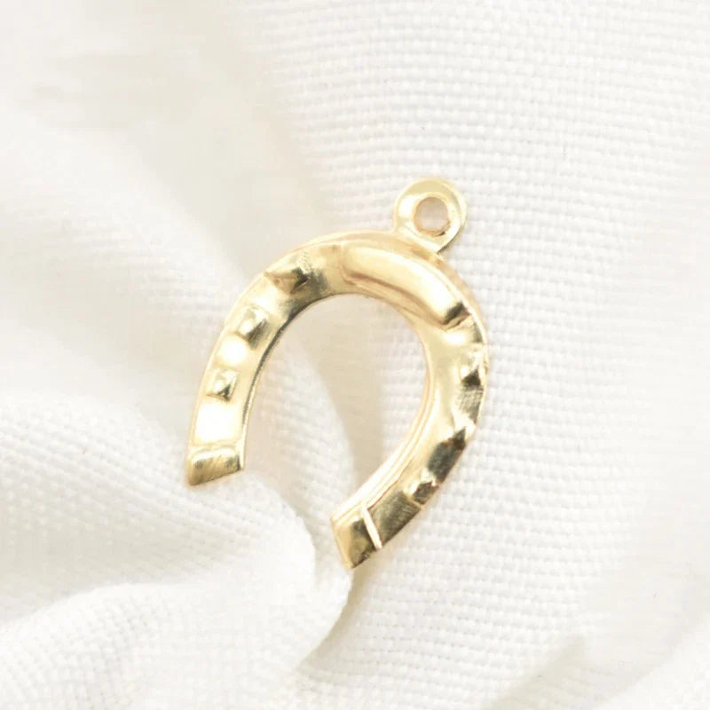 Wholesale 12*9mm Lucky Talisman Pendants 1/20 14K Yellow Gold Filled(14KGF) Horseshoe Shape Charms for DIY Unisex Jewelry Making