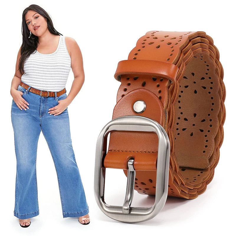 Custom Logo Adjustable Casual Pin Buckle Belt Fashion Business Black Genuine Leather Plus Size Belt