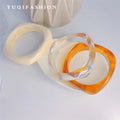 Resin Cuff Bracelet Bangles for Women Geometric Polygon Acrylic Bangle Female Simple Amber Transparent Jewelry MegaBDM