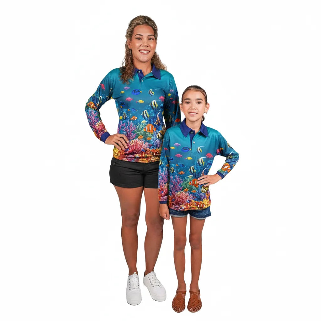 Custom Wholesale Outdoor UPF 50 Quick Dry Performance Women UV Protection Australia for Adults and Kids Fishing Shirts
