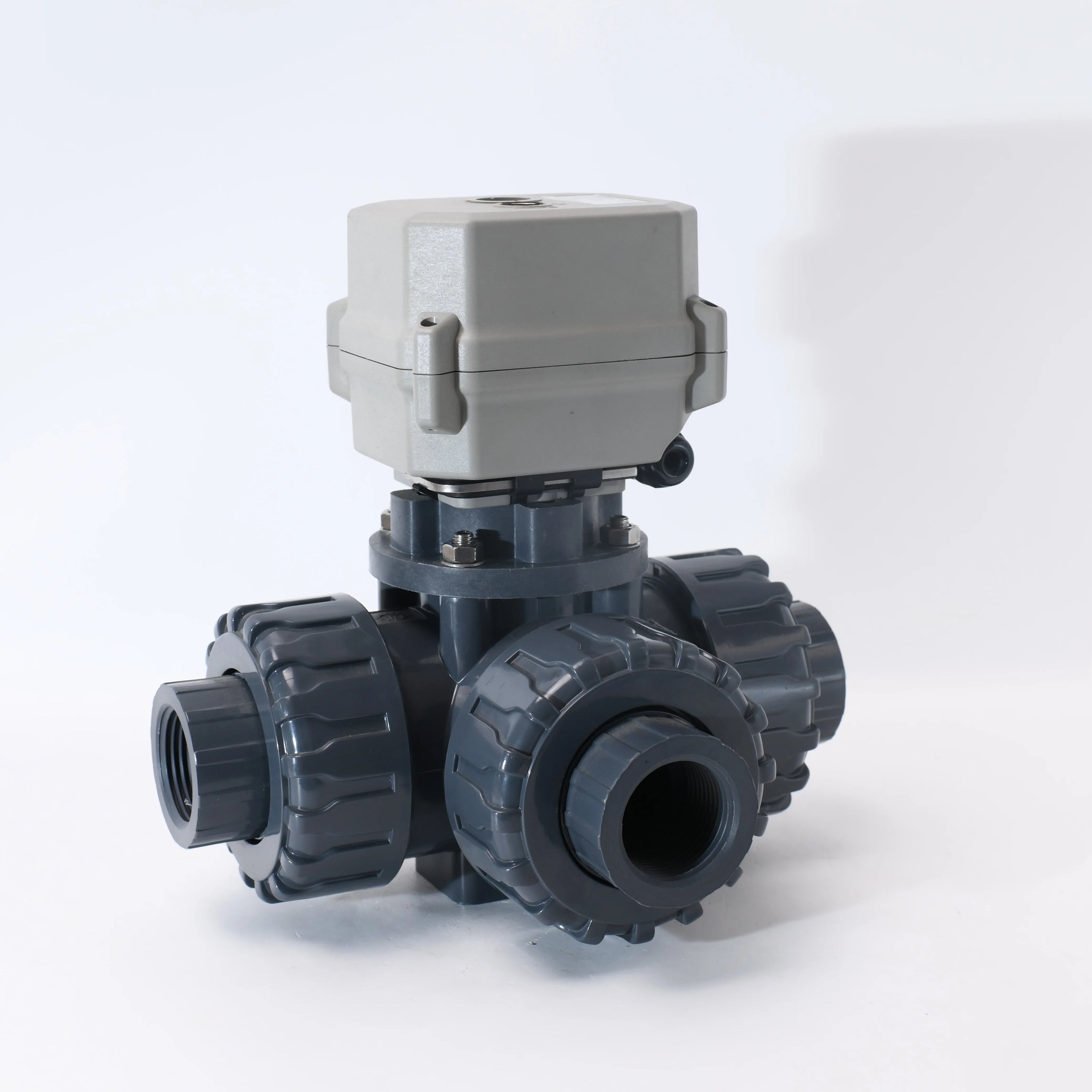 DN25 1 Inch Motorized 3 Way L Port  PVC UPVC Ball Valve