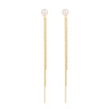Fashion 925 Sterling Silver Jewelry Gold Rhodium Plated Pearl Tassel Earrings for Women Wholesale