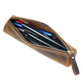 Luxury Leather Cosmetic Bag Slim Makeup Storage and Earring Organizer Genuine Leather Pen Holder Lipstick Storage Case