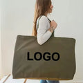 Custom Large Canvas Tote Shopping Bag Heavy Duty Eco-Friendly Reusable Foldable Grocery Bag with Handles Washable