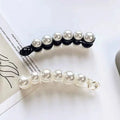 Women Lady New Banana Hair Barrette Pearl Hair Claw Clip Ponytail Hair Clip with Unique Banana Design