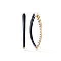 Custom Jewelry Wholesale 925 Sterling Silver Black Enamel Diamond CZ V Shape Hoop Earring