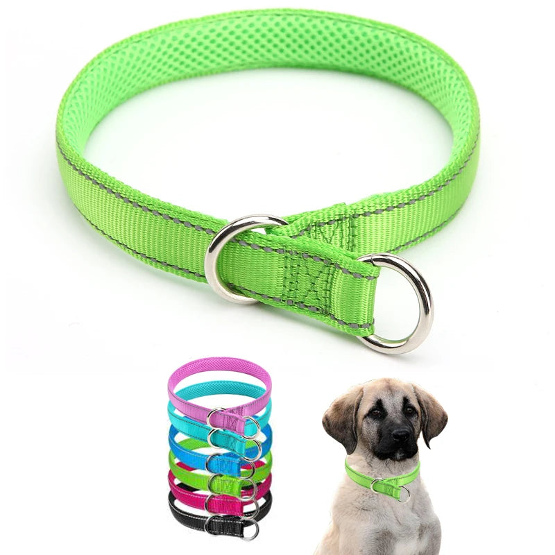 Custom Luxury Solid Slip Dog Collar Heavy Duty Padded Nylon Bulk Designer Thick Light-Up Reflective Ribbon Decoration Glow
