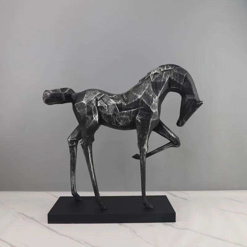Black Metal Abstract Animal Horse Sculpture Ornament Living Room TV Cabinet Soft Decoration Home Accessories