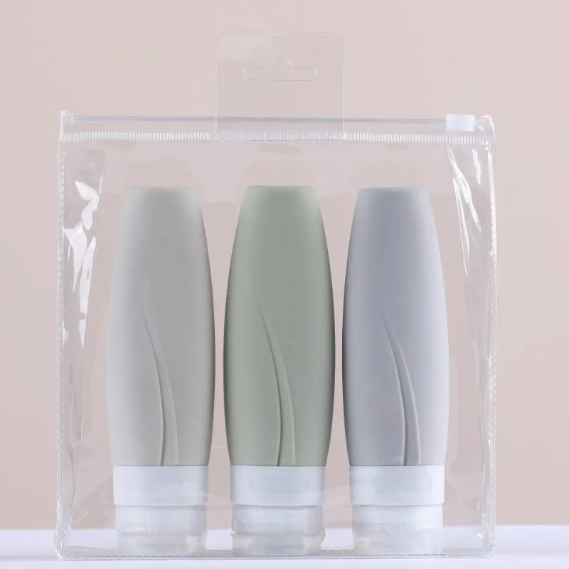 Silicone Shampoo Bottle 60ml 90ml Leakproof Flip Top Cap Luxury Travel Bottles Set Pack