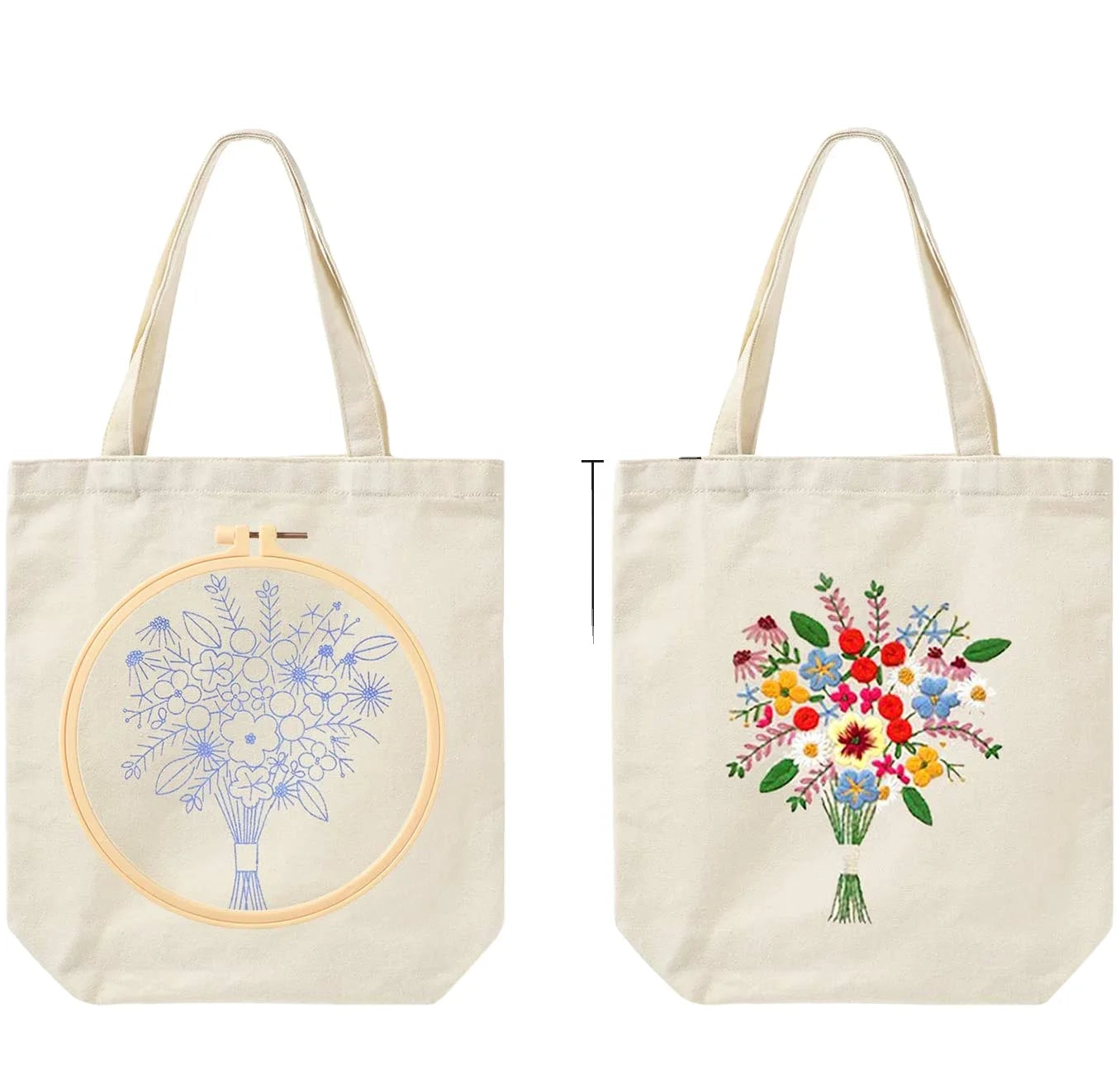 DIY Needle Embroidery Kit for BeginnersCanvas Tote Bag Arts and Crafts Supplies Embroidery Tote Bag Kit