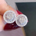 CAOSHI Trendy Round Earrings Stud With Full of Cubic Zircon 925 Silver Plating Round Bridal Wedding Stud Earring for Women