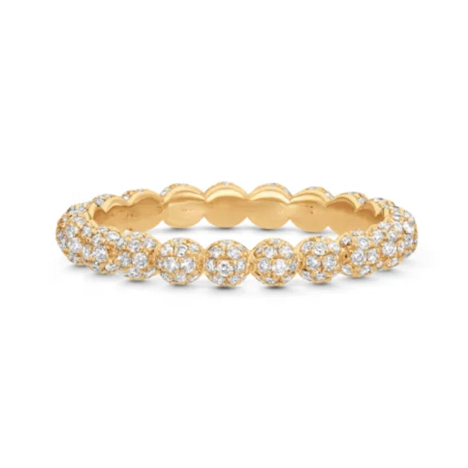 LOZRUNVE 925 Sterling Silver 18K Gold Vermeil Full Pave CZ Beaded Eternity Ring Fashion