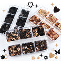 Wholesale 6-Piece Mixed 3D Nail Art Accessories Black Golden Butterfly Heart Stars Enhancement Sequins Plastic Nail Decoration
