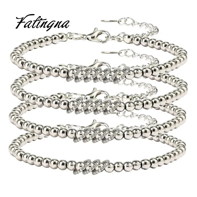 Fatingna Hot Sale Classic Style Magnet Bead Stretch Bracelet Set Stainless Steel with Hematite Gold Beads Perfect Gift