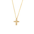 Luxury Mini Diamond Christian Jewelry Gold Plated Stainless Steel Cross Pendant Necklace with Link Chain and Pave Zircon