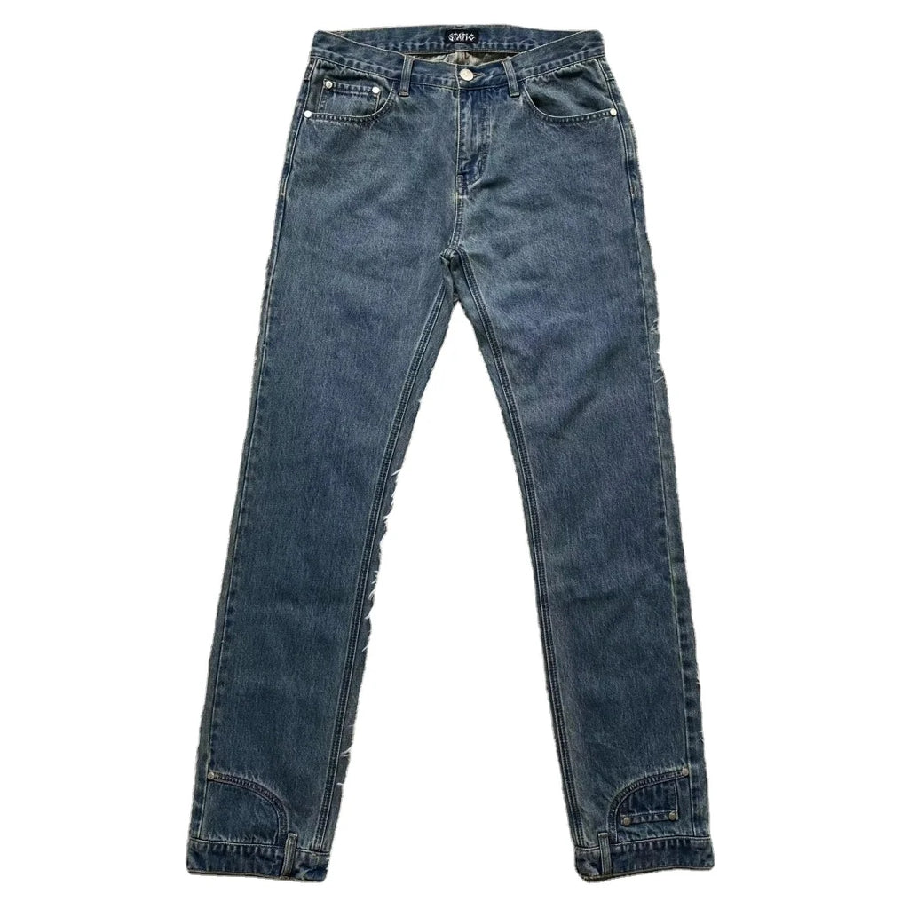 DENIMGUYS Men Denim Vintage Y2k Pants High Street Trend Casual Versatile Men's Stacked Jeans