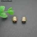 Wholesale New Style Anti Fading 18K Gold Plated CZ Pave Round Tube Spacer Beads for DIY Woman Jewelry Necklace Bracelet Making