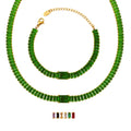Wholesale Multi Colors Cubic Zirconia Baguette Bracelet Stainless Steel Jewelry Set Iced Tennis Necklace Wedding 18K Gold Plated