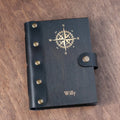 Simple Compass logo Wooden Cover Notebook Customizable A5 A6 Engraved logo Notepad Wooden Cover Memo Dairy