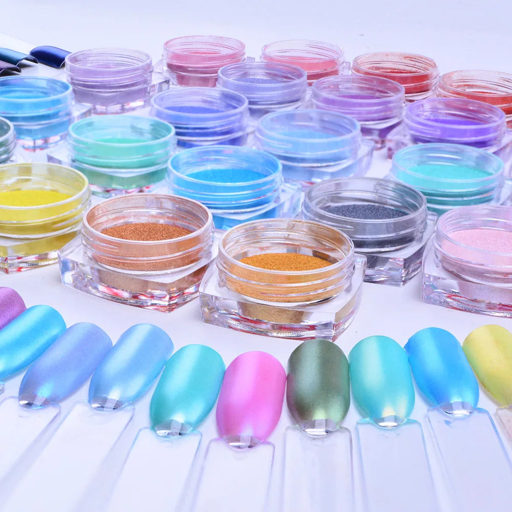 Mermaid Nail Powder Neon Aurora Chrome Powder Aurora Holographic Mirror Nail Pigment Chameleon Mermaid Nail Art Powder