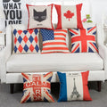 Vintage Flag Pillow Covers Flag Throw Pillow Cotton Linen Square Cushion Cover Standard Pillowcase/